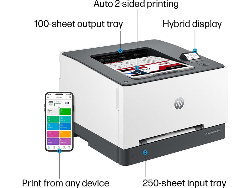 HP LaserJet Pro 3201dw Wireless Color Laser Printer, Print Only, Best for Office (499Q9F)