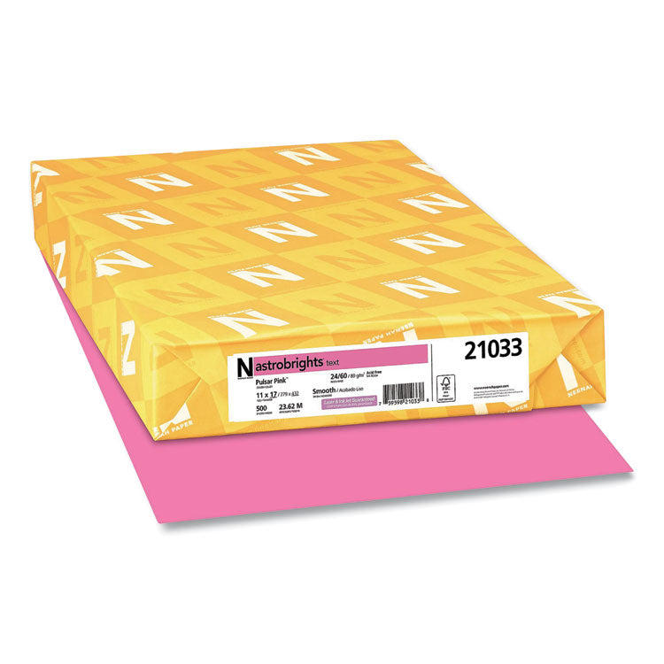 Color Paper, 24 lb Bond Weight, 11 x 17, Pulsar Pink, 500/Ream