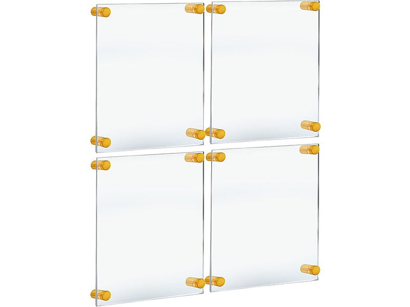 Azar Sign Holder, 15" x 21", Wall Mounted, Gold, Acrylic, 4/Pack (105508-GLD-4PK)