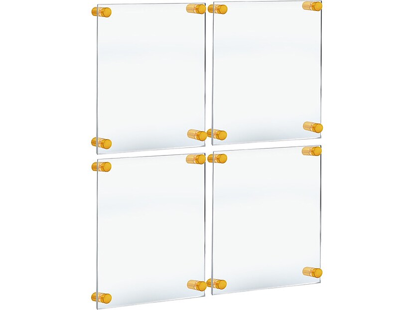 Azar Sign Holder, 15" x 21", Wall Mounted, Gold, Acrylic, 4/Pack (105508-GLD-4PK)