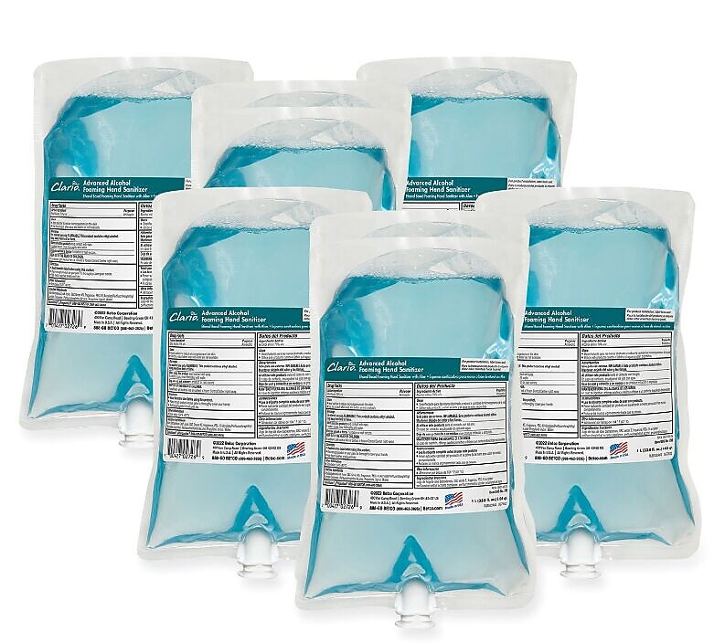 Betco Clario Advanced Alcohol Foaming Sanitizer, 1,000 mL Bag, Citrus, 6/Carton (BET7952900)