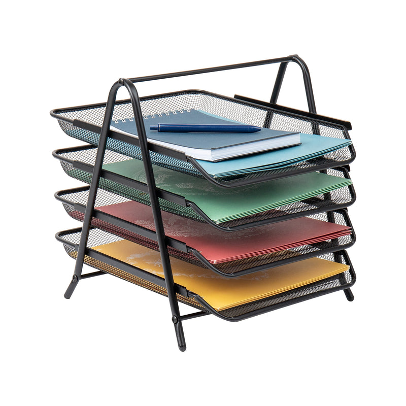 Mind Reader Metal Mesh Front Loading Letter Tray, Letter/Legal Size, Black (4TPAPER-BLK)