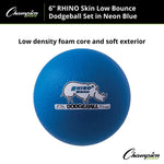 Champion Sports 6" Rhino Skin Foam Dodgeball  Set, Neon Blue, 6/Set (CHSRXD6NBLSET)