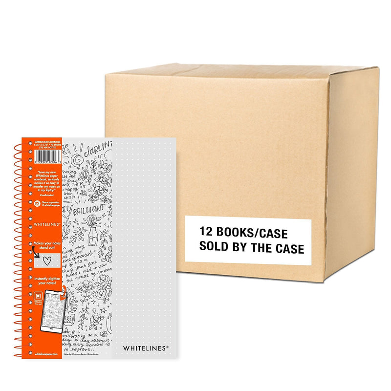 Whitelines Journal, 75.75" x 8.25", Dotted Ruled, Gray, 70 Pages, 12/Carton (17006cs)