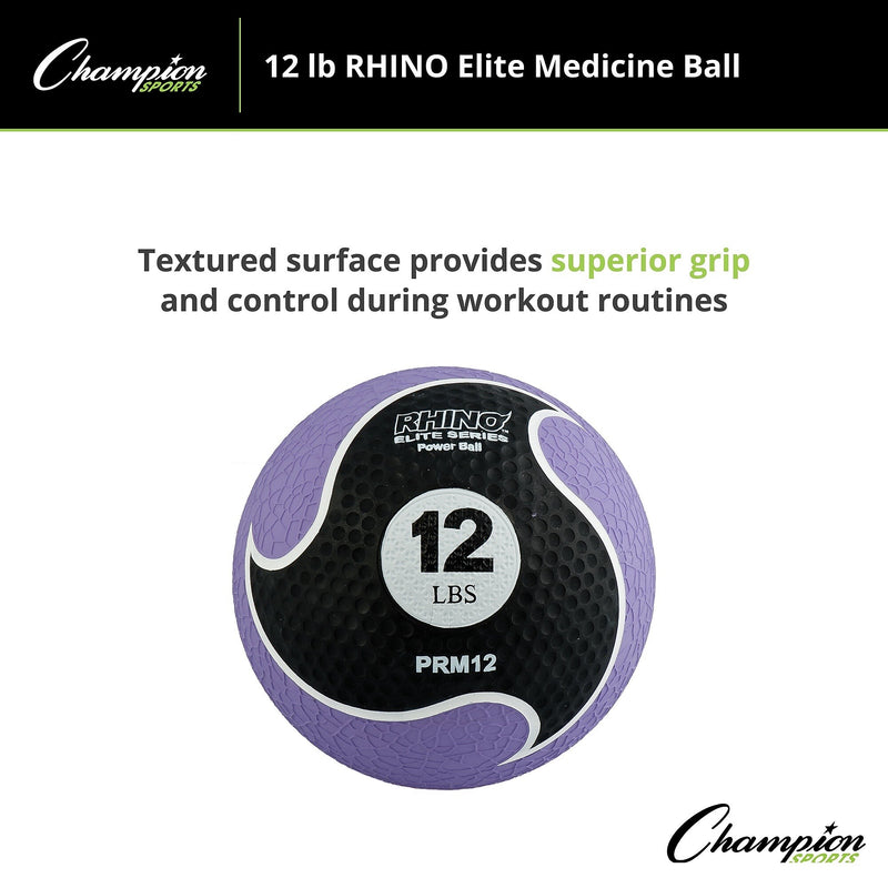 Champion Sports 12 lbs. Rhino Elite Medicine Ball, Purple (CHMP699)