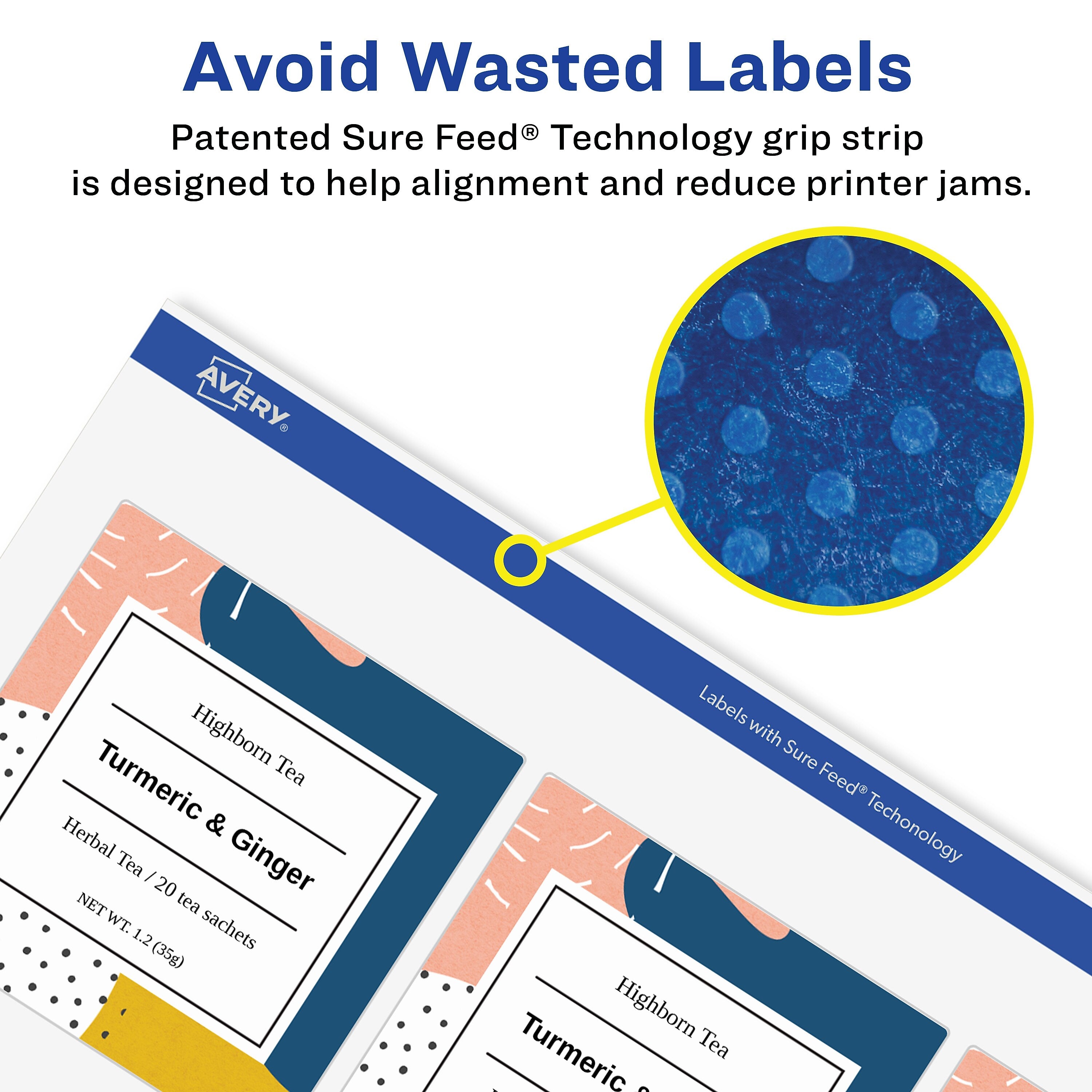 Avery Sure Feed Inkjet Shipping Labels, 3-1/3" x 4", White, 120 Labels/Pack (8254)