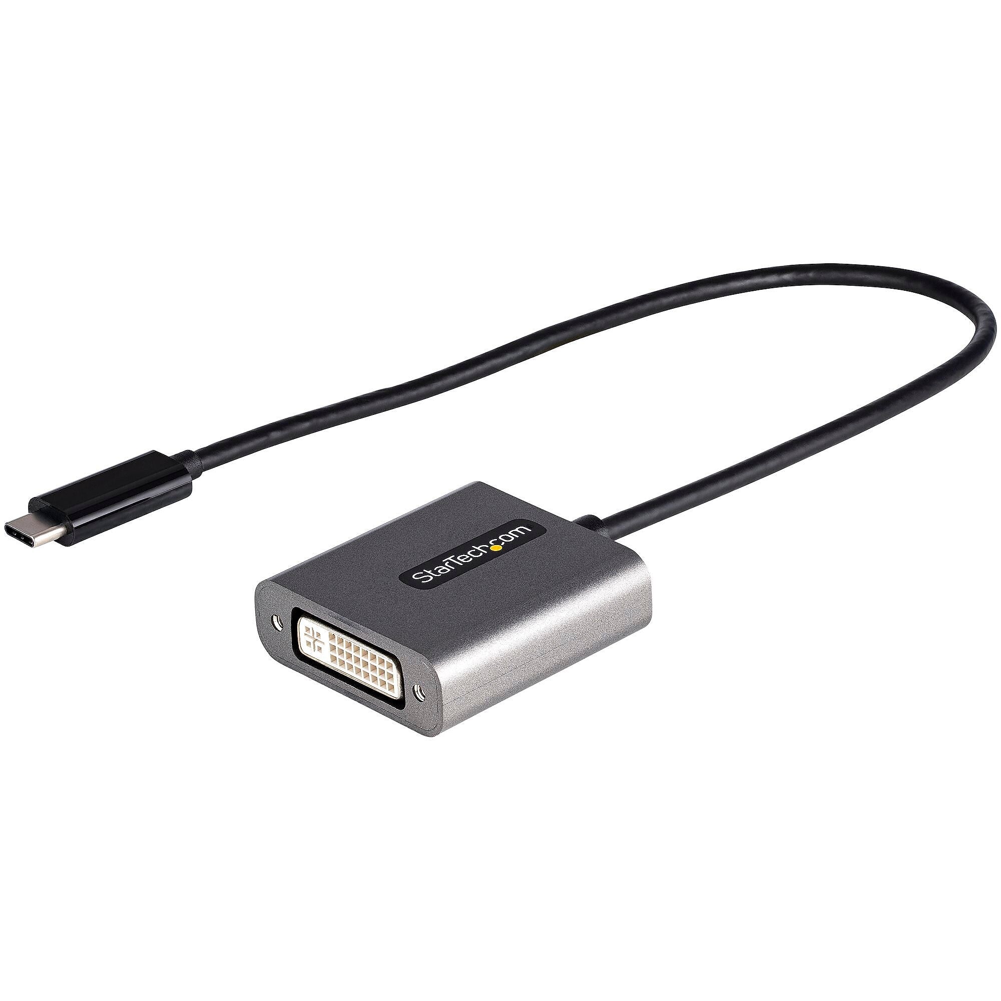 StarTech.com USB-C to DVI Video Adapter, Male to Female, Black, DVI-D, 1920x1200, For DVI-D Display/Monitor/Projector (CDP2DVI)