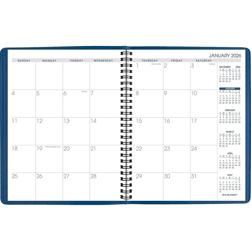 2026 AT-A-GLANCE 7" x 8.75" Monthly Planner, Faux Leather Cover, Blue (70-124-20-26)
