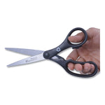 KleenEarth Basic Plastic Handle Scissors, 8" Long, 3.25" Cut Length, Straight Black Handle