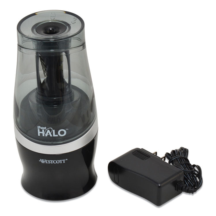 Halo Colored Pencil Non-Stick Electric Sharpener, Ac-Powered, 3.5 X 6.75, Black/silver