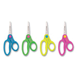 Scissor Caddy with Kids' Scissors, Pointed Tip, 5" Long, 2" Cut Length, Straight Assorted Color Handles, 24/Set