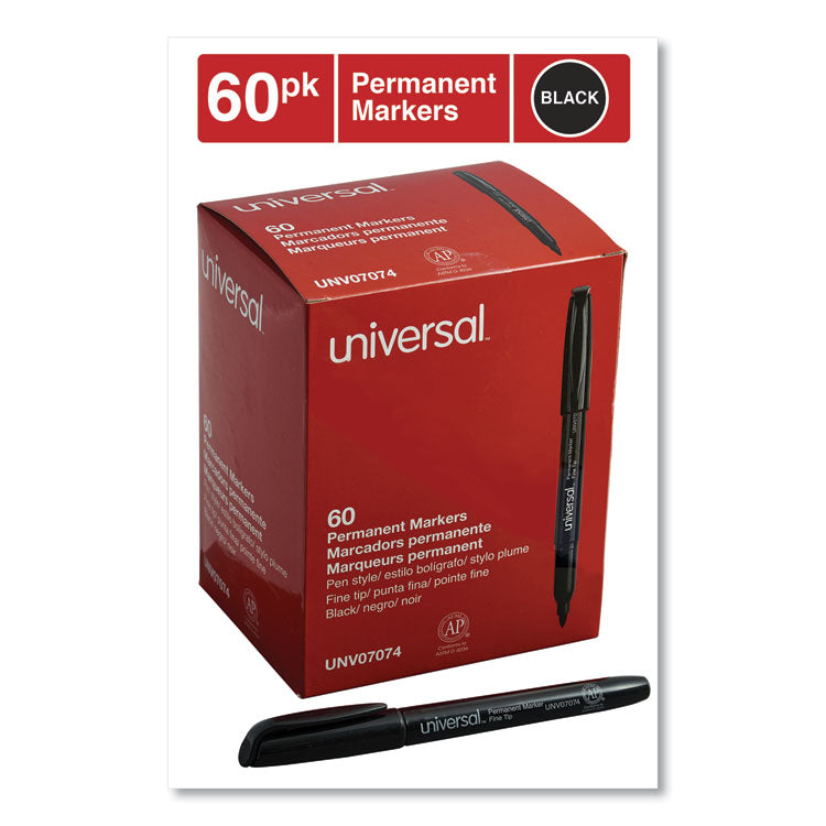 Pen-Style Permanent Marker Value Pack, Fine Bullet Tip, Black, 60/pack