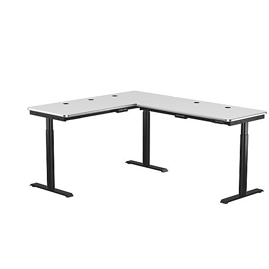 VersaDesk PowerLift 60"W Electric L-Shaped Adjustable Standing Desk, White/Black (PLLSD6072-BW-APP)