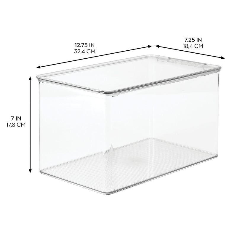 iDESIGN Storage Container with Hinged Lid, Plastic, Clear, 2/Pack (29192M2)