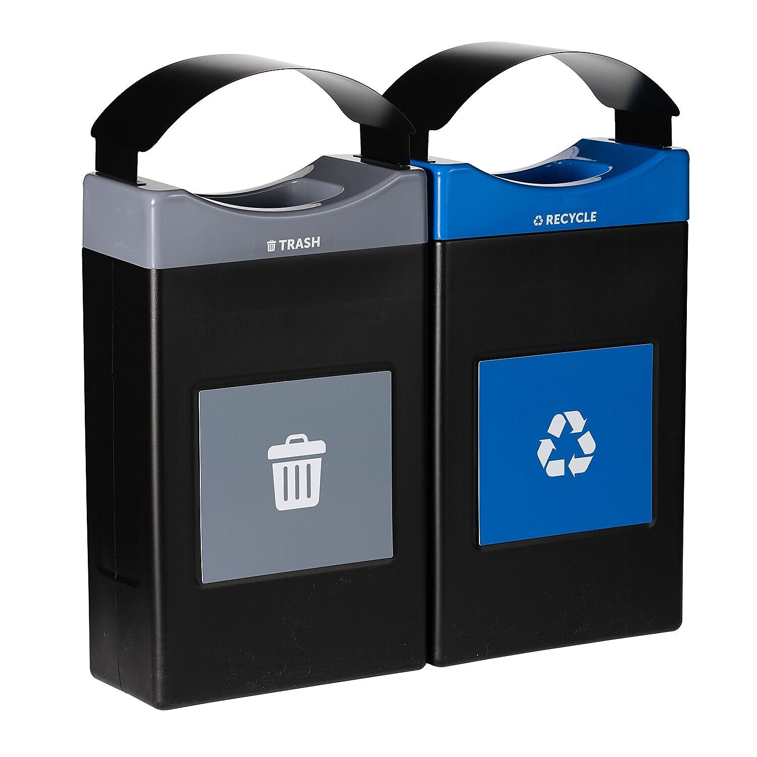 Commercial Zone Avante Series Polyethylene Dual-Stream Trash and Recycling Center, 60 Gallon, Black (787208MSA)