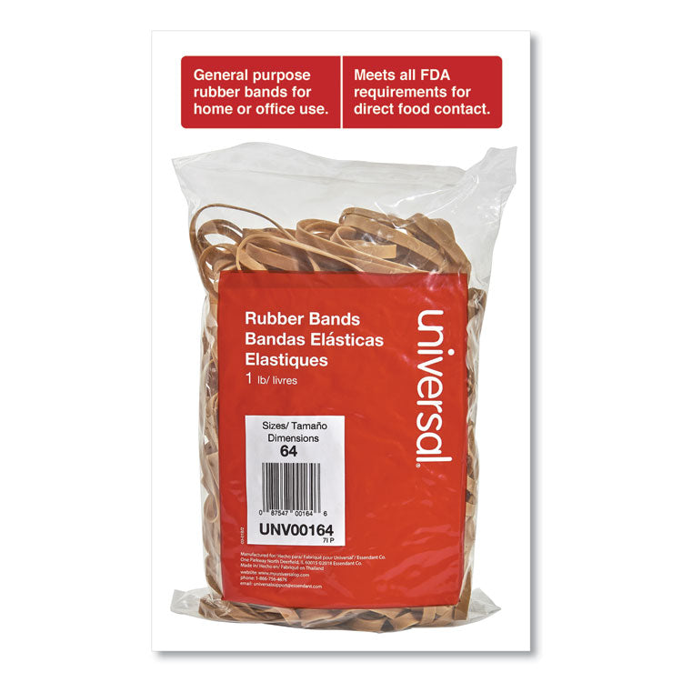 Rubber Bands, Size 64, 0.04" Gauge, Beige, 1 Lb Bag, 320/pack