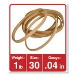 Rubber Bands, Size 30, 0.04" Gauge, Beige, 1 Lb Box, 1,100/pack