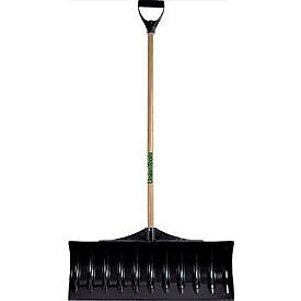TrueTemper 24" Steel Blade Snow Pusher Shovel, Straight Wood Handle (1644300)