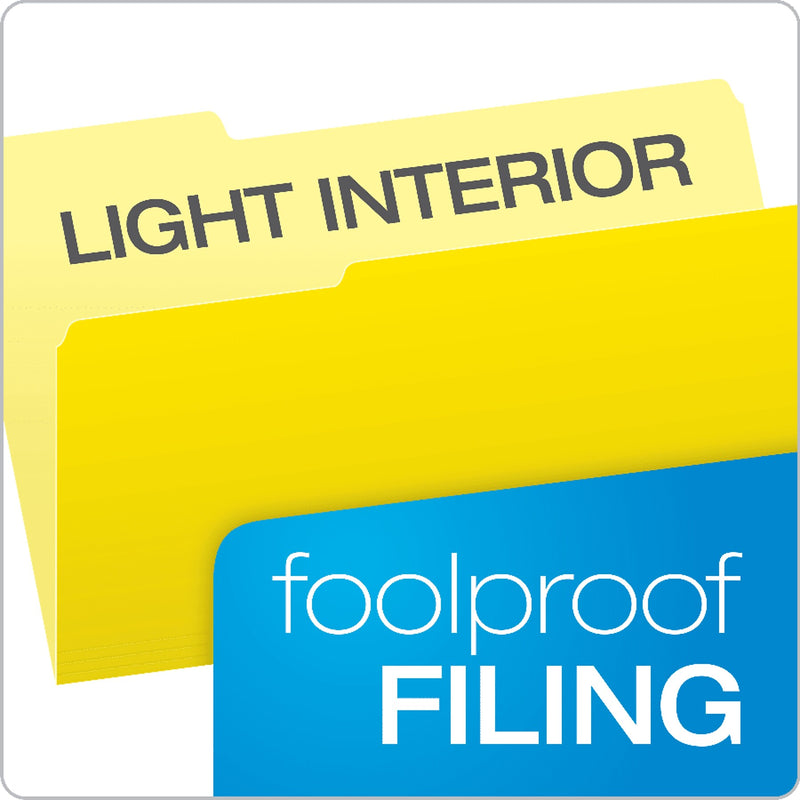 Pendaflex Recycled File Folder, 1/3-Cut Tab, Legal Size, Yellow, 100/Box (1531/3YEL)