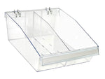 Azar 5.75" x 11.75" Pegboard 3-Compartment Medium Deep Bin Tray, Clear, 2/Pack (556130-M-DIV-2PK)