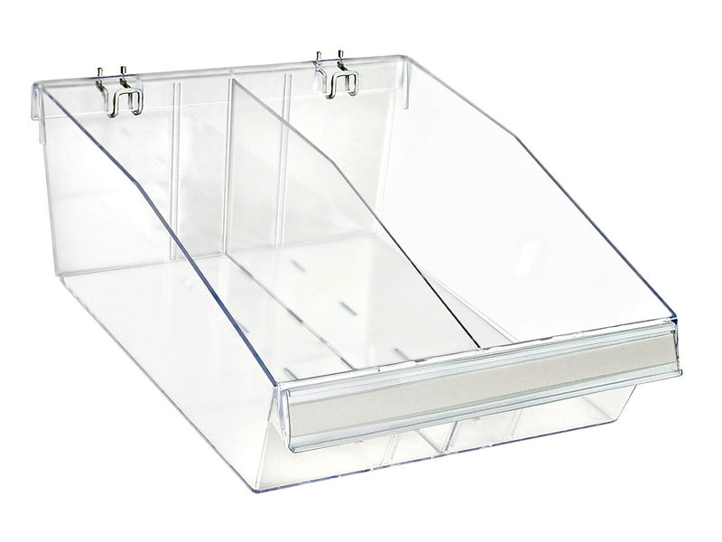 Azar 5.75" x 11.75" Pegboard 3-Compartment Medium Deep Bin Tray, Clear, 2/Pack (556130-M-DIV-2PK)