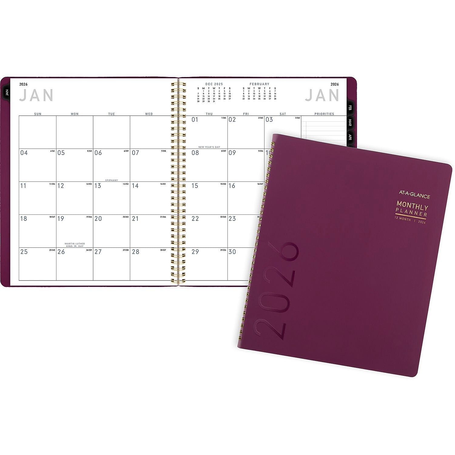 2026 AT-A-GLANCE Contemporary 9" x 11" Monthly Planner, Faux Leather Cover, Purple (70-250X-14-26)