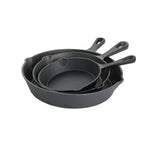 MegaChef Cast Iron Skillet Set, Black, 3 Piece Set (937114401M)
