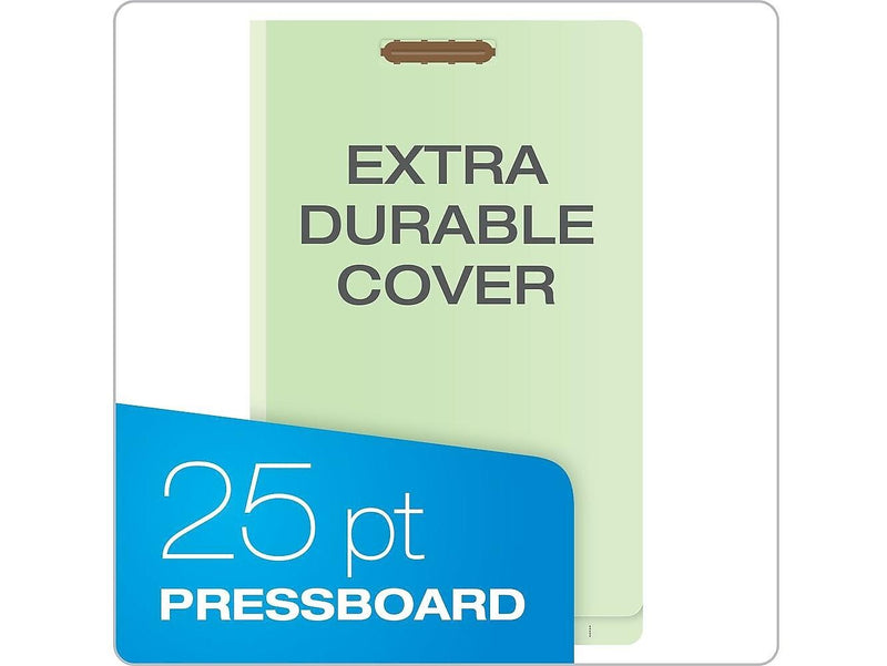 Pendaflex 30% Recycled Pressboard Classification Folder, 2-Divider, 2.5" Expansion, Legal, Light Green, 10/Box (23324R)
