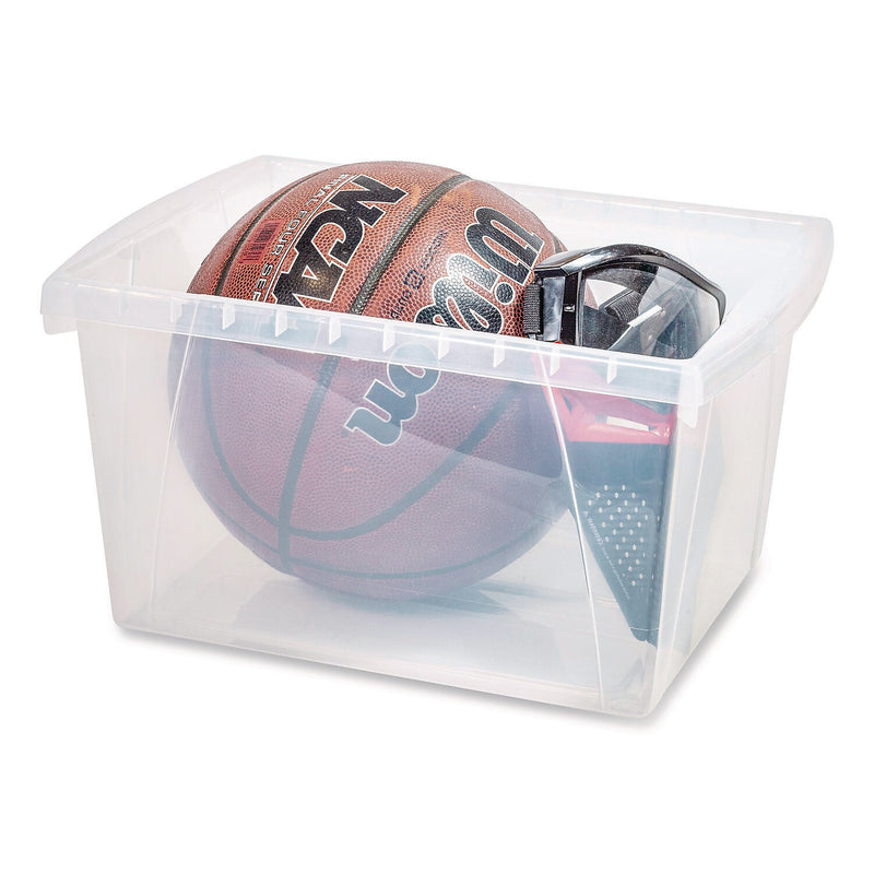 Storex Small Stackable Plastic Storage Bin, 7.87" x 11.25" x 13.53", 16 Qt., Translucent, 6/Pack (61430U06C)