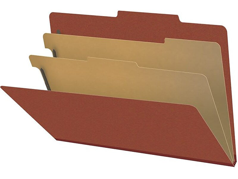 Medical Arts Press Pressboard Classification Folder, 2 Dividers, 2" Expansion, Legal Size, Red, 10/Box (DV-T52-26-3RED)