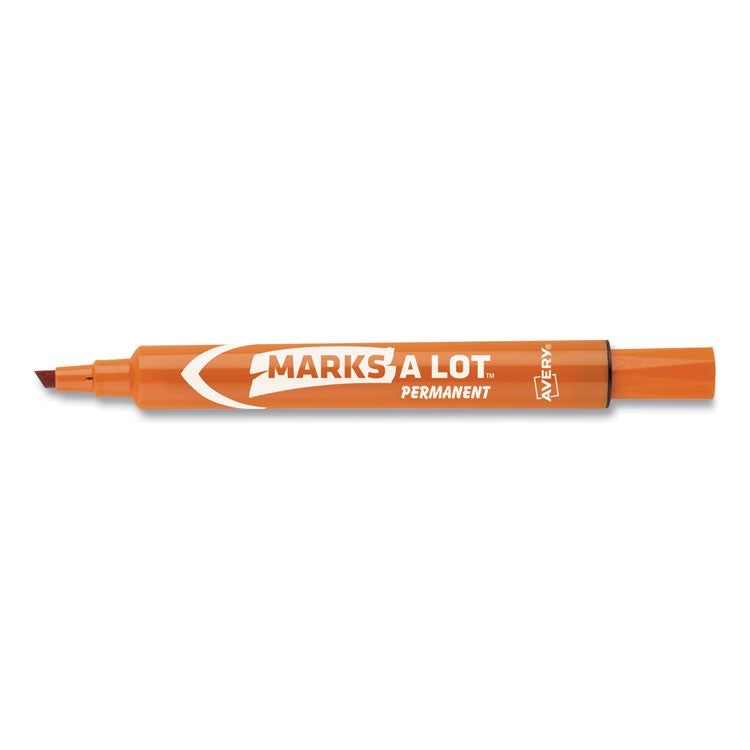 Marks A Lot Large Desk-Style Permanent Marker, Broad Chisel Tip, Orange, Dozen (8883)