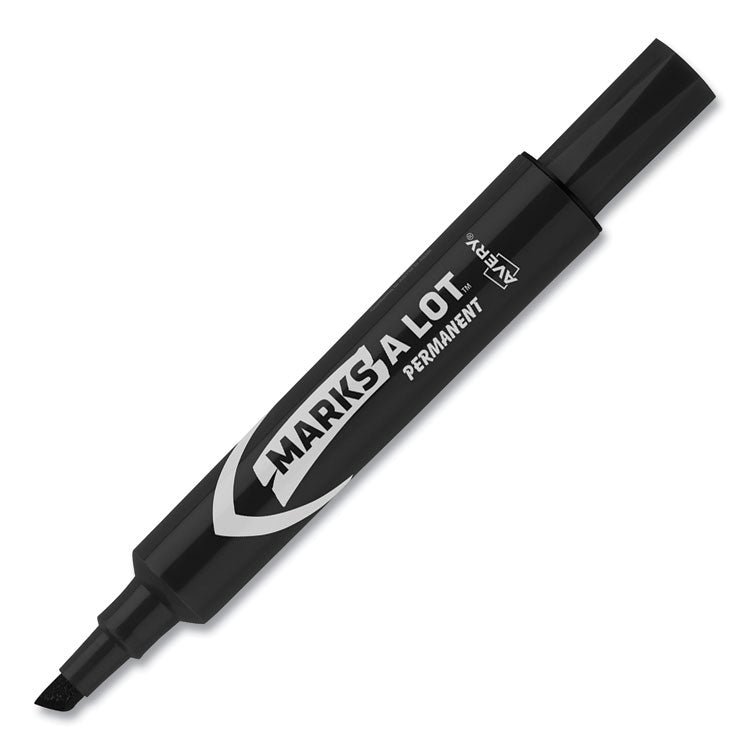 Marks A Lot Regular Desk-Style Permanent Marker, Broad Chisel Tip, Black, Dozen (7888)