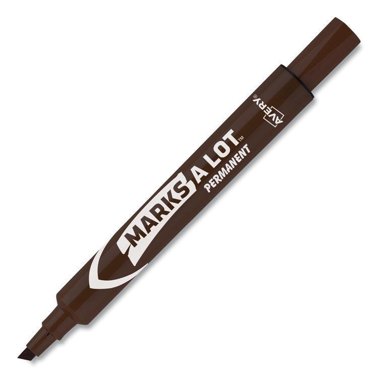 Marks A Lot Large Desk-Style Permanent Marker, Broad Chisel Tip, Brown, Dozen (8881)
