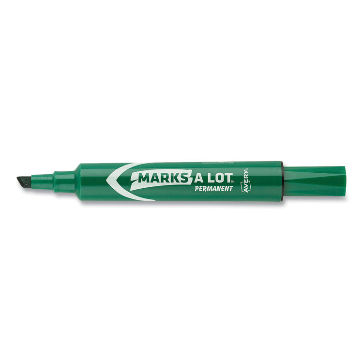 Marks A Lot Large Desk-Style Permanent Marker, Broad Chisel Tip, Green, Dozen (8885)