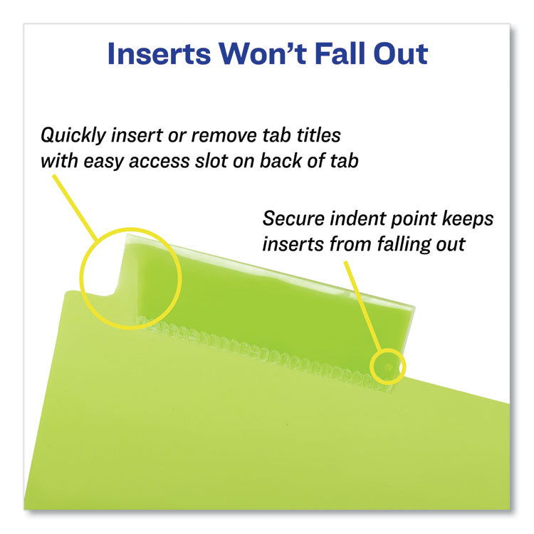 Insertable Big Tab Plastic Dividers, 5-Tab, 11 X 8.5, Assorted, 1 Set