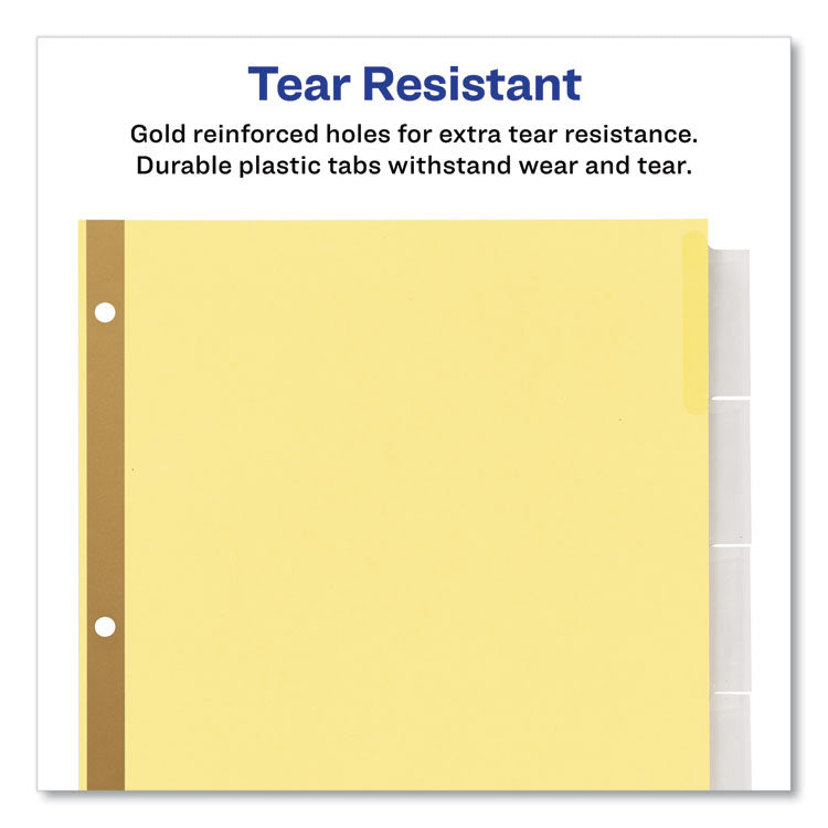 Insertable Big Tab Dividers, 5-Tab, Double-Sided Gold Edge Reinforcing, 11 x 8.5, Buff, Clear Tabs, 24 Sets