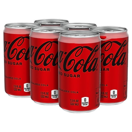 Coca-Cola Coke Zero Mini Cans, 7.5 Oz., 24/Carton(00049000061048)