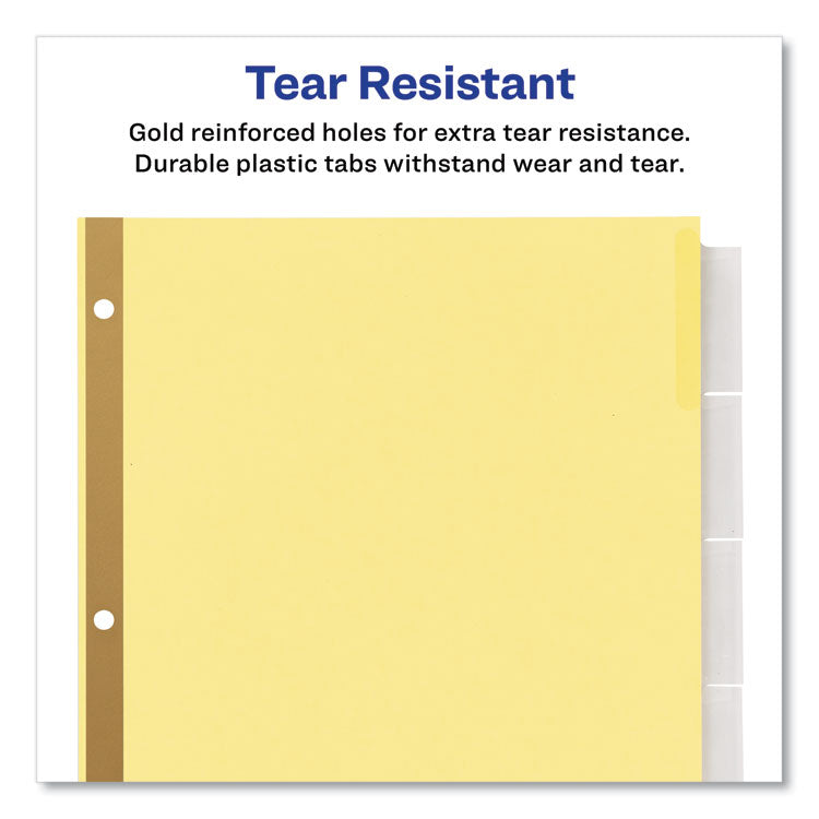 Insertable Big Tab Dividers, 5-Tab, Double-Sided Gold Edge Reinforcing, 11 x 8.5, Buff, Clear Tabs, 1 Set