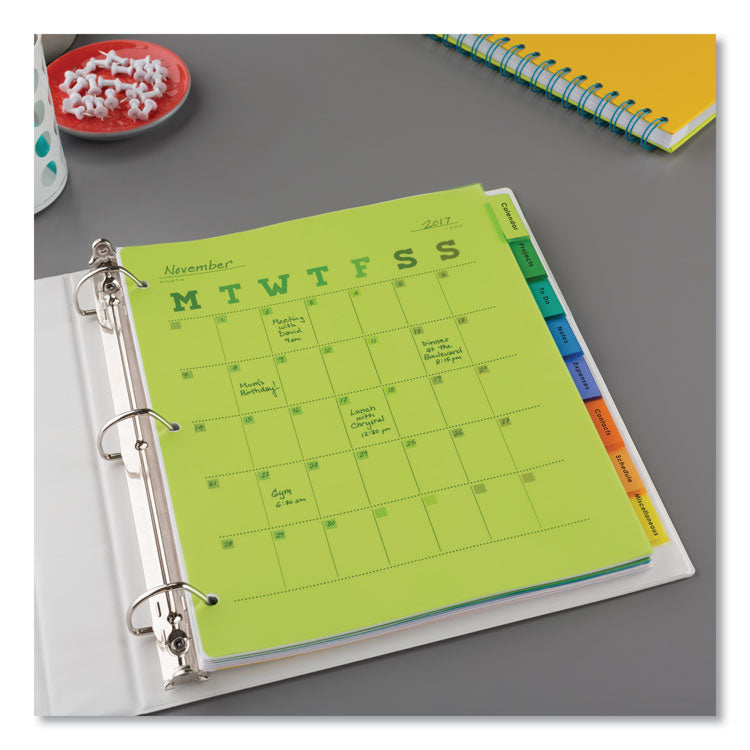 Insertable Big Tab Plastic Dividers, 8-Tab, 11 X 8.5, Assorted, 1 Set