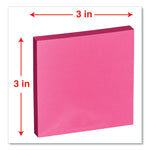 Fan-Folded Self-Stick Pop-Up Note Pads, 3" x 3", Assorted Bright Colors, 100 Sheets/Pad, 12 Pads/Pack