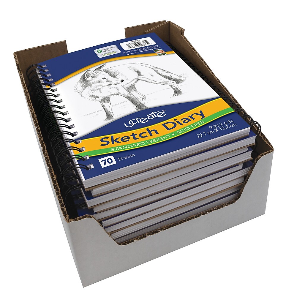 Pacon Art 1st Sketch Diary, 9" x 6", White, 70 Sheets/Pad (4790)