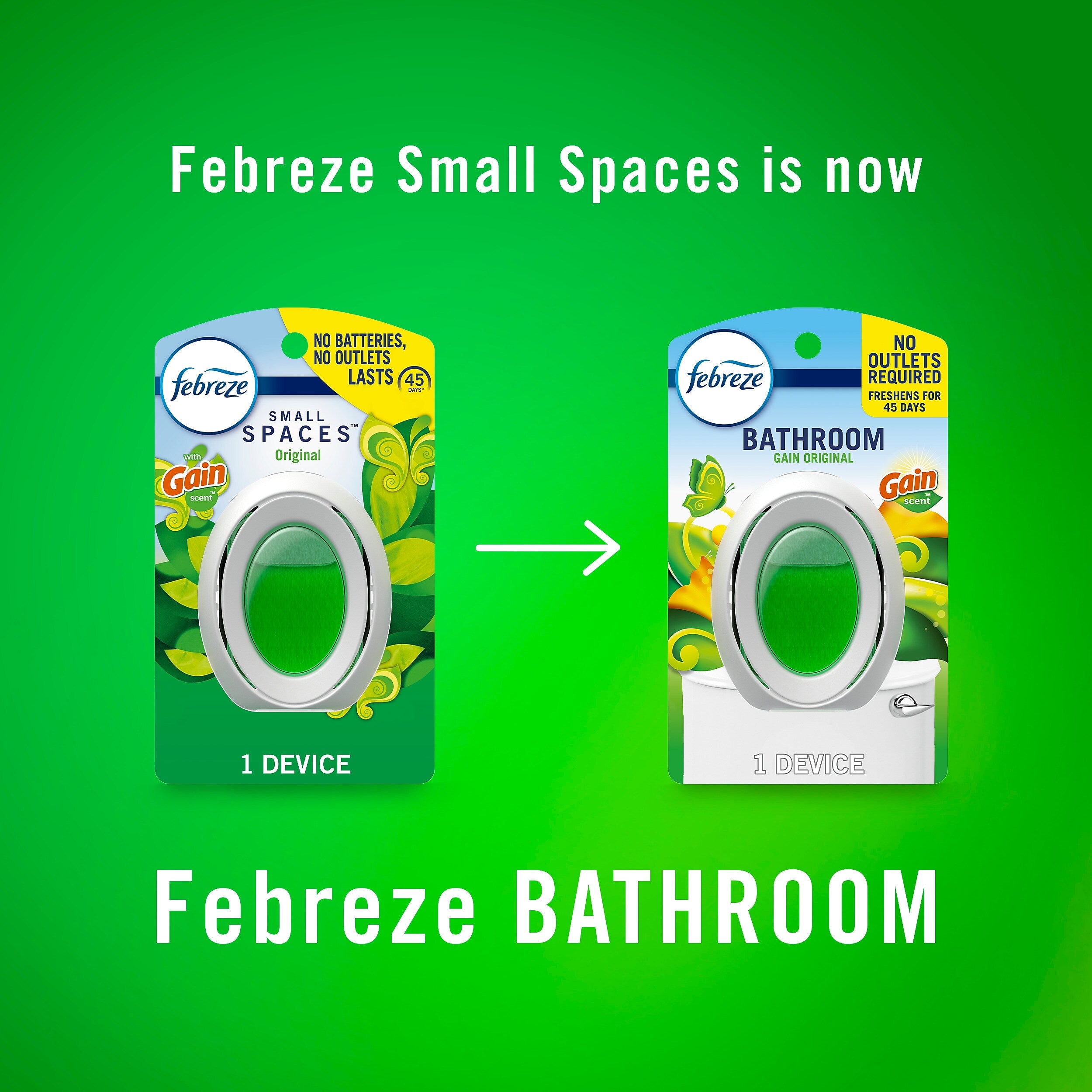 Febreze Bathroom Air Freshener, Gain Scent, 0.25 oz., 2/Pack (93330EA)