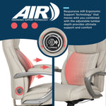 La-Z-Boy Niall AIR Lumbar Pro+ Ergonomic Vegan Leather Executive Big & Tall Chair, 400 lb. Capacity, Beige (60114-BGE)
