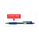 Comfort Grip Gel Pen, Retractable, Medium 0.7 mm, Blue Ink, Clear/Blue Barrel, Dozen
