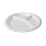 Foam Dinnerware, 3-Compartment Plate, 9" dia, White, 125/Sleeve, 4 Sleeves/Pack