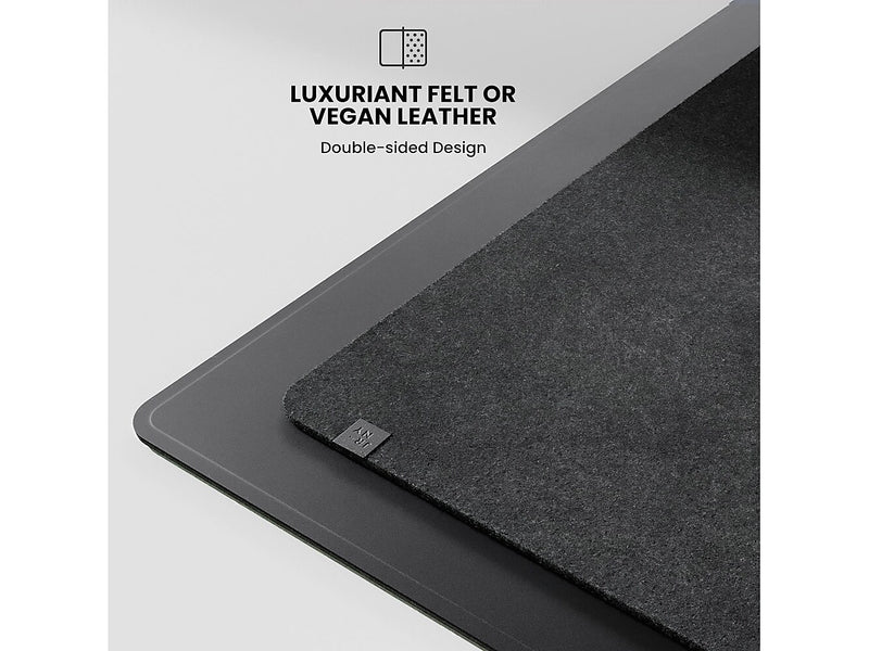 JOURNEY ALTI SLIM Wireless Charging Vegan Leather/Felt Desk Pad, 11.8" x 32.6", Black (JWCDMSBK)