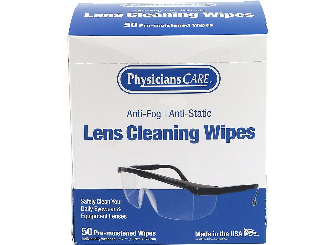 PhysiciansCare Lens Cleaning Wipe, 5" x 7", 50/Box (91294)