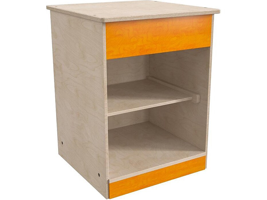 Flash Furniture Bright Beginnings Kids' 2-Shelf Kitchen Cabinet, Brown/Orange (MK-ME03539-GG)