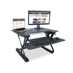 High Rise Height Adjustable Standing Desk With Keyboard Tray, 31" X 31.25" X 5.25" To 20", Gray/black