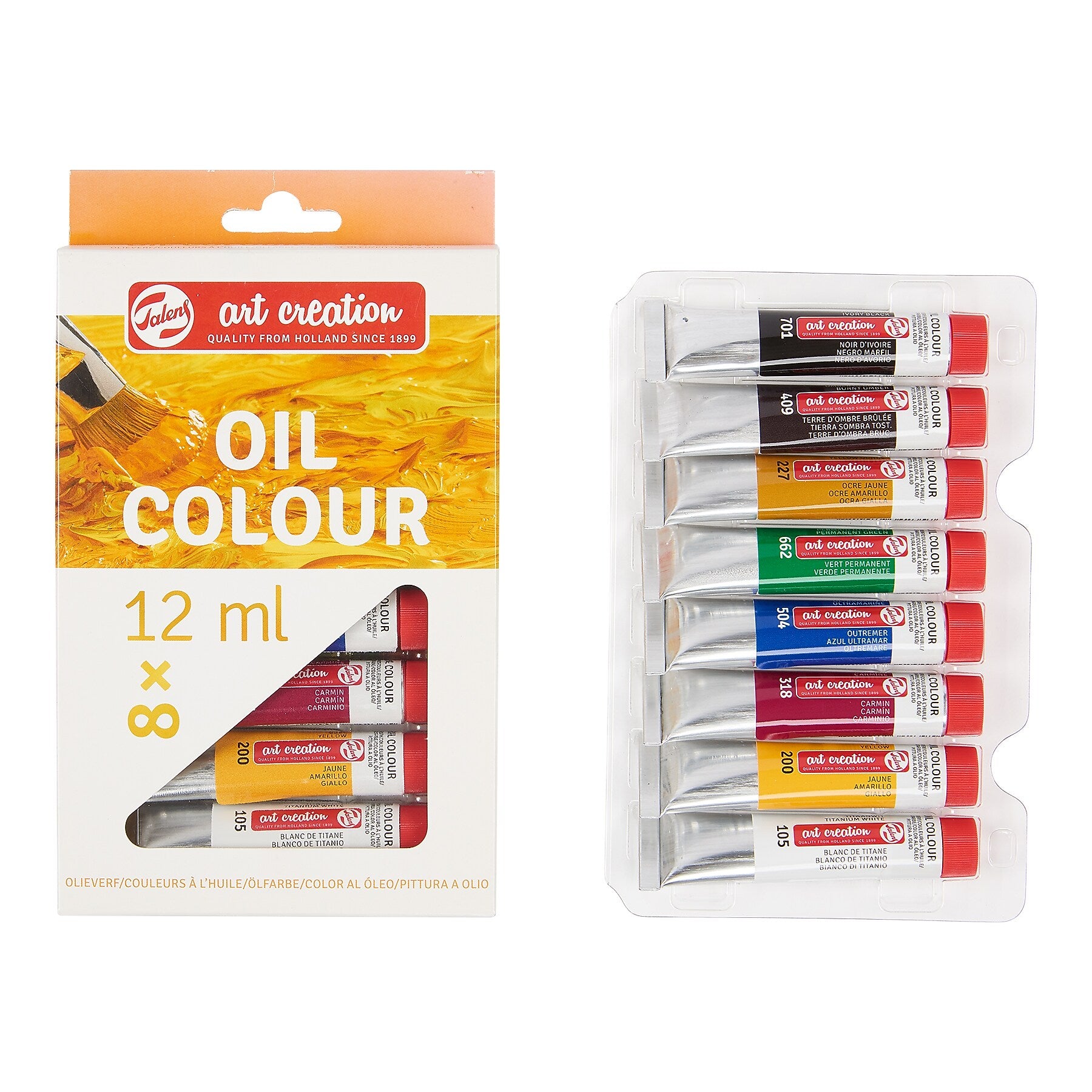 Talens Art Creation Oil Paint, Assorted Colors, 12mL, 8/Set, 2 Sets/Bundle (TLN9020108M-2)